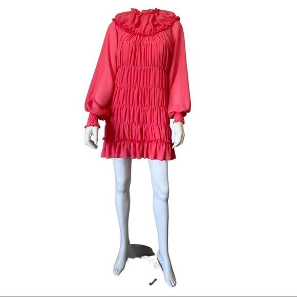 Nasty Gal- Tier She Comes Chiffon Mini Dress size US-6 - Picture 2 of 8